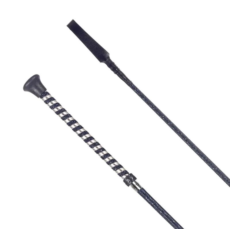 Redpost Lurex Braided Riding Whip - Navy