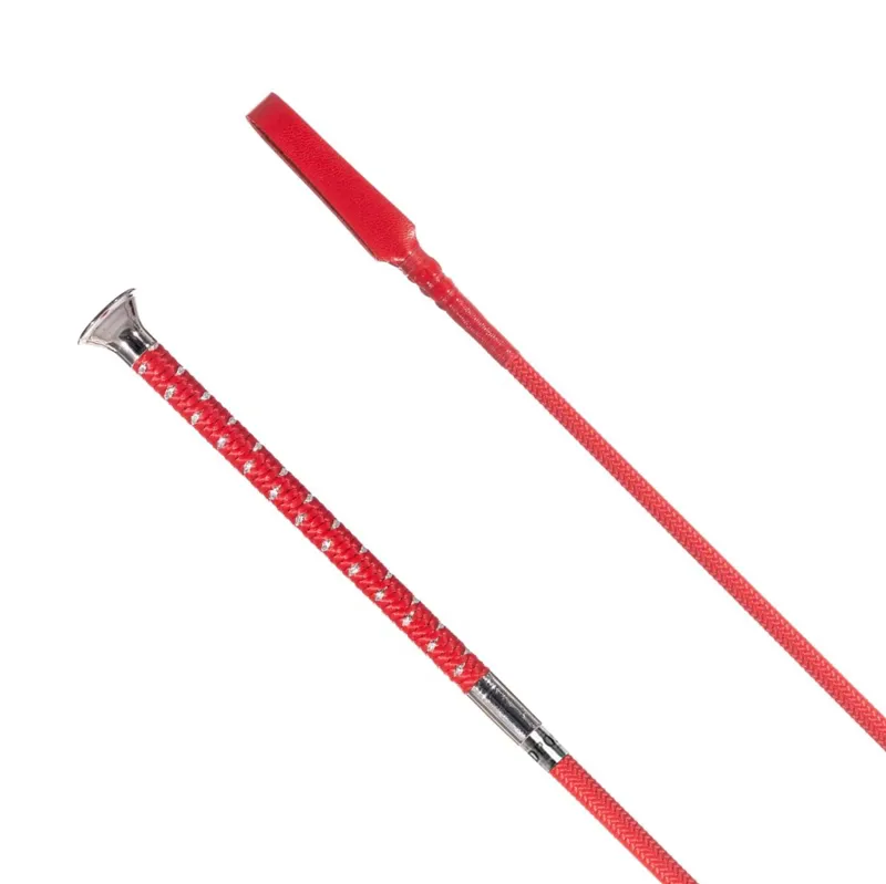 Redpost Metallic Fleck Handle Riding Whip - Red
