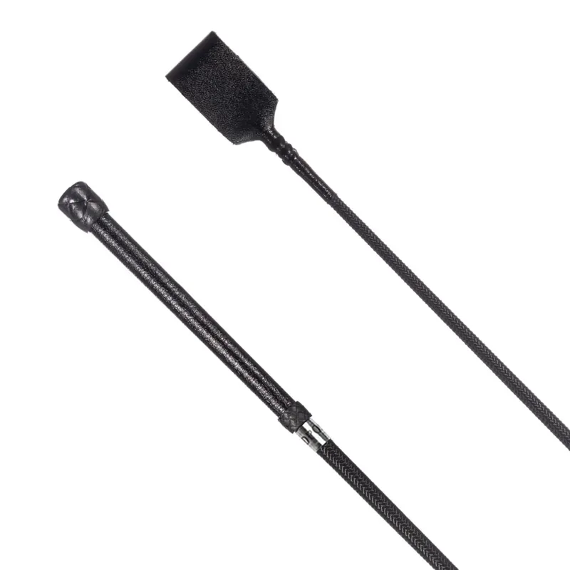 Redpost Plain Leather Handle Riding Whip - Black
