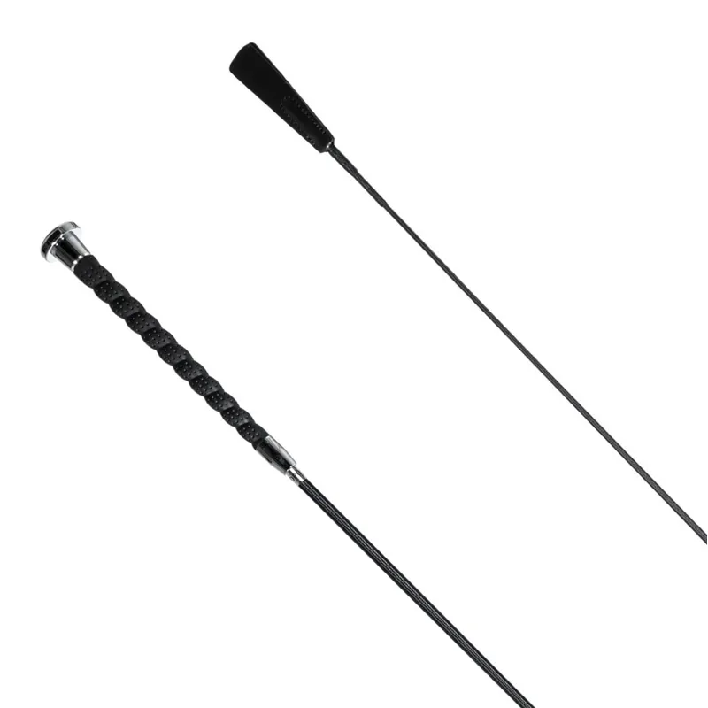 Redpost Spiral Handle Dressage Whip with Cap - Black