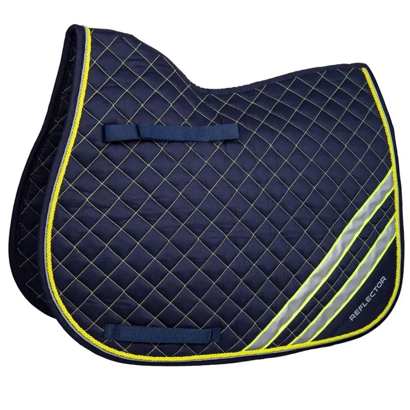 Hy Equestrian Reflector Saddle Pad - Yellow/Silver-1