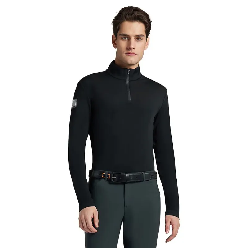 Riders Gene Jersey Fleece Print Logo Men's Training Top - Black