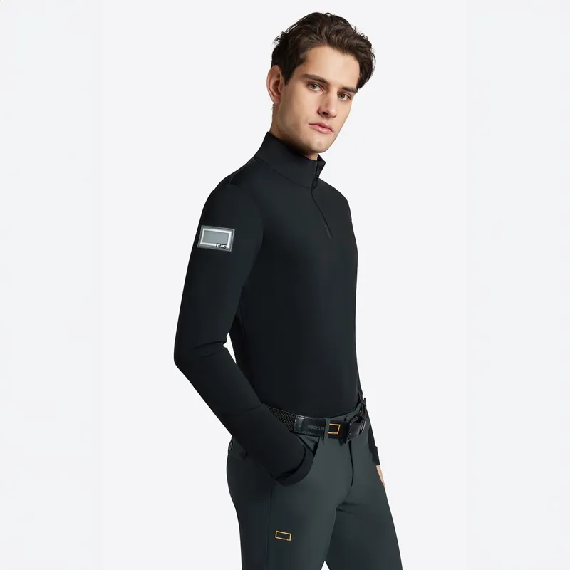 Riders Gene Jersey Fleece Print Logo Men's Training Top - Black-1