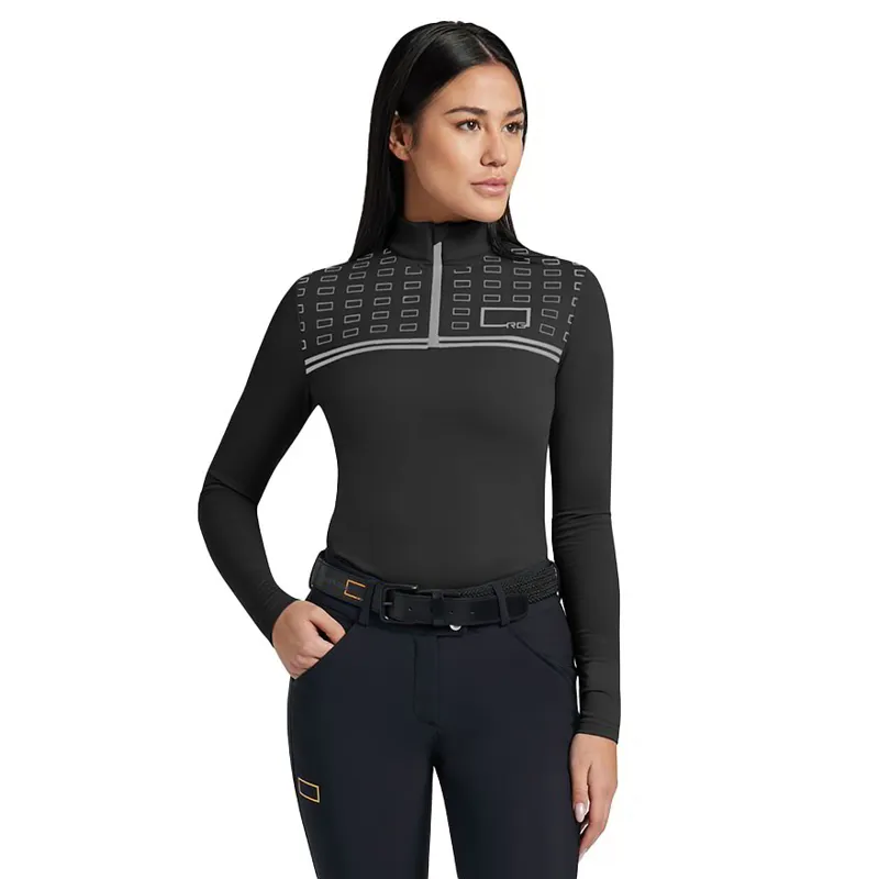Riders Gene Jersey Fleece Print Logo Women's Base Layer - Black