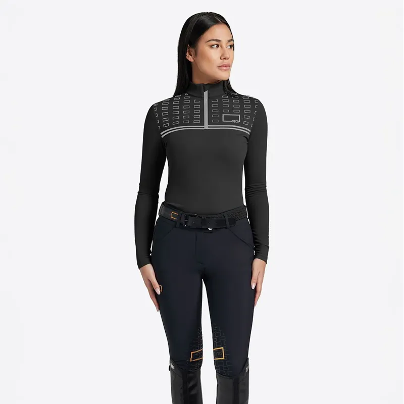 Riders Gene Jersey Fleece Print Logo Women's Base Layer - Black-1