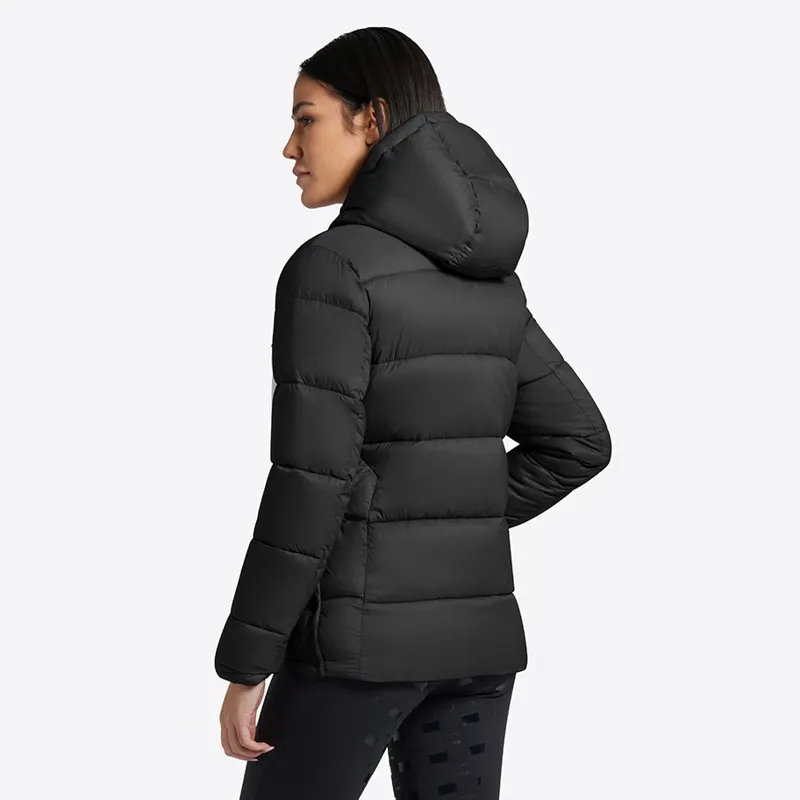 Riders Gene Nylon Quilted Hooded Womens Puffer Jacket - Black-2
