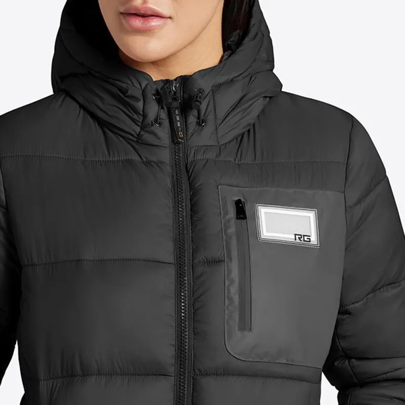 Riders Gene Nylon Quilted Hooded Womens Puffer Jacket - Black-4