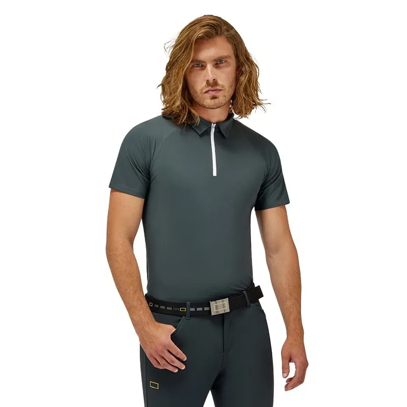 Riders Gene Jersey Short Sleeve Men's Training Zip Polo - Dark Grey