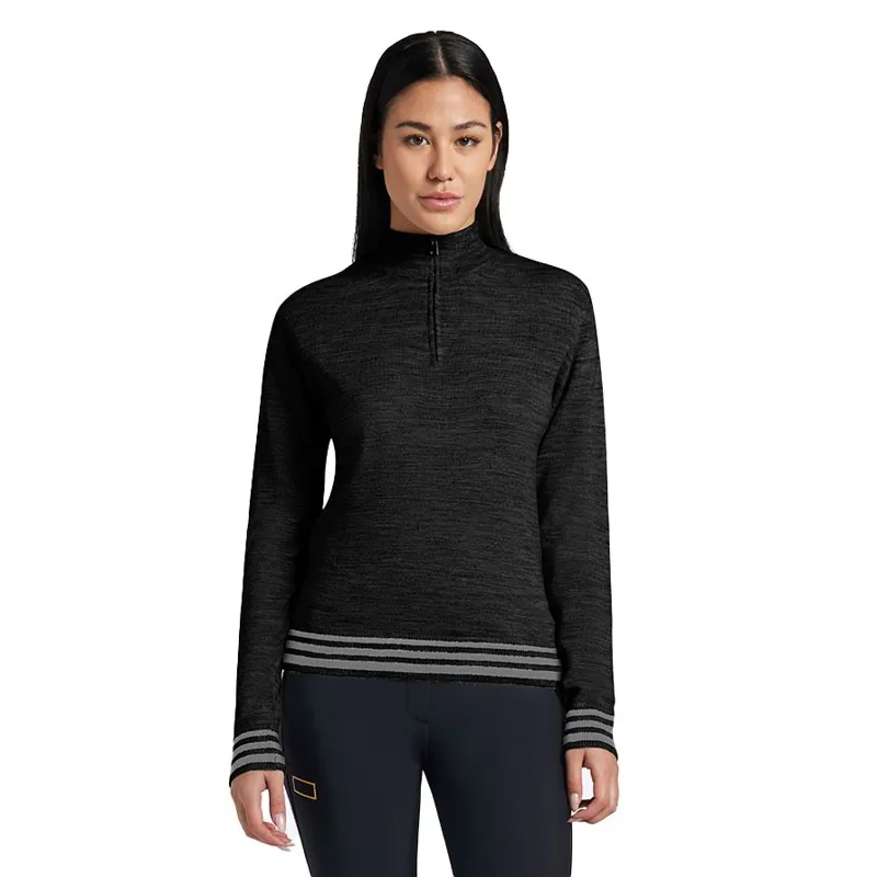 Riders Gene Wool Blend Half Zip Women's Sweater - Black
