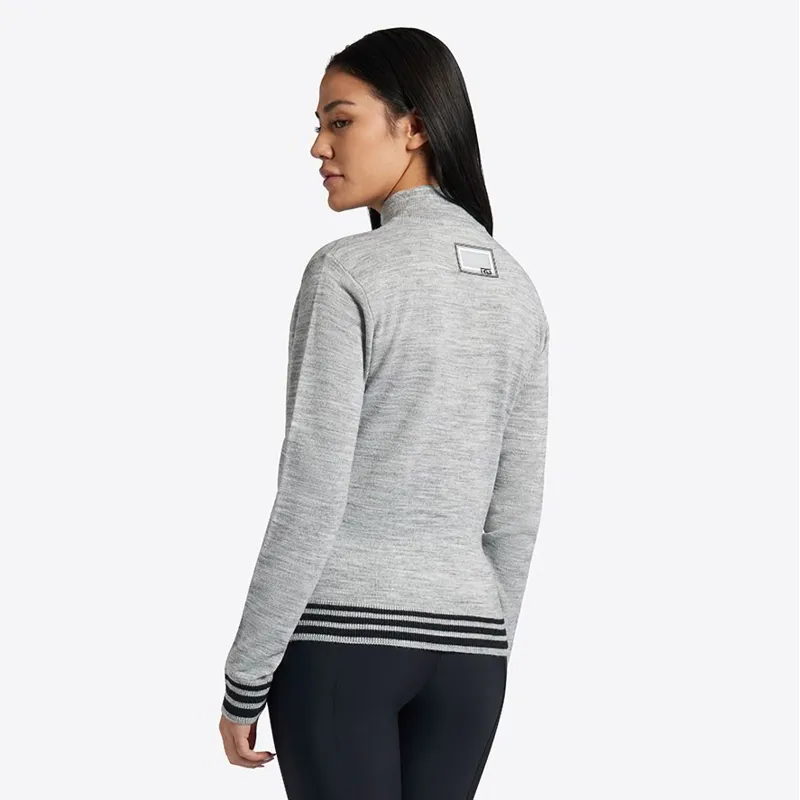 Riders Gene Wool Blend Half Zip Ladies Sweater - Light Grey-1