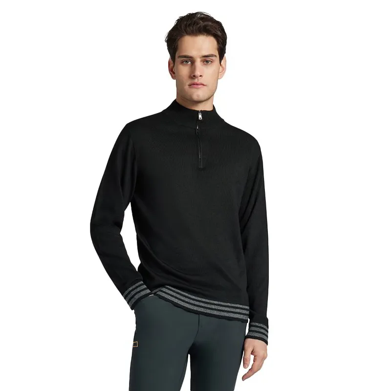 Riders Gene Wool Blend Half Zip Men's Sweater - Black