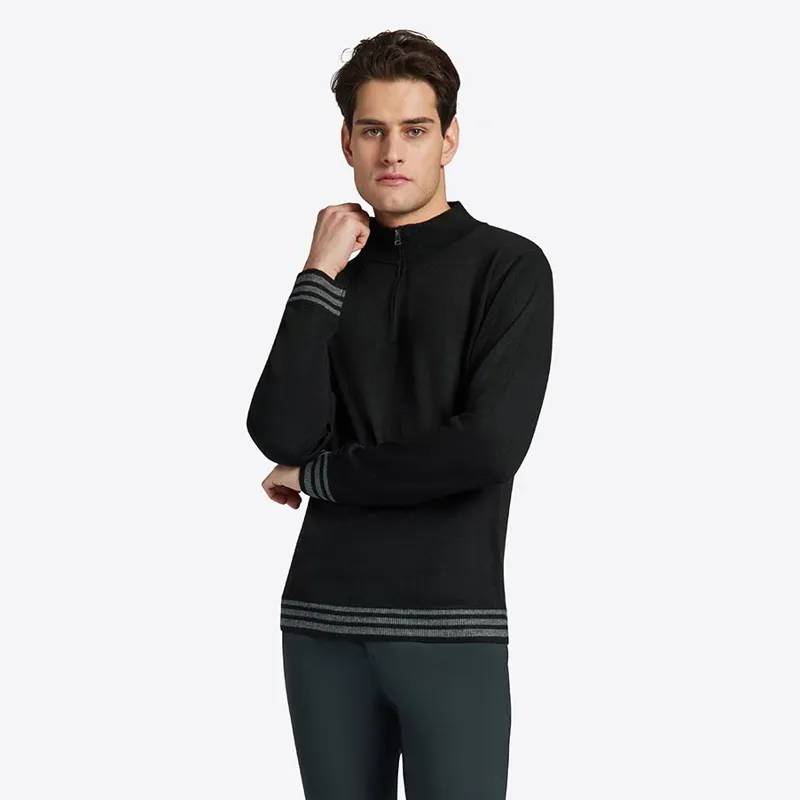 Riders Gene Wool Blend Half Zip Men's Sweater - Black-1