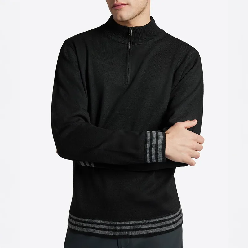 Riders Gene Wool Blend Half Zip Men's Sweater - Black-3