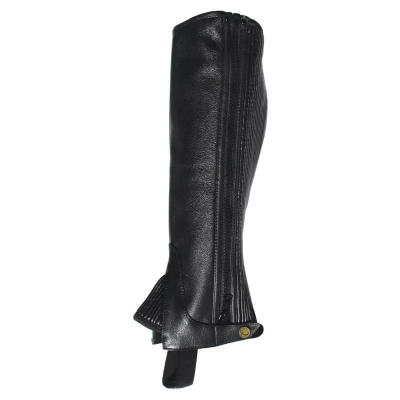 Rhinegold Leather Adults Half Chaps - Black-1