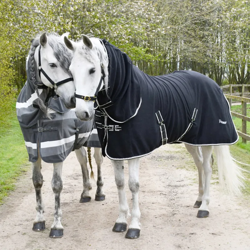Rhinegold Fixed Neck Fleece Cooler - Grey Stripe