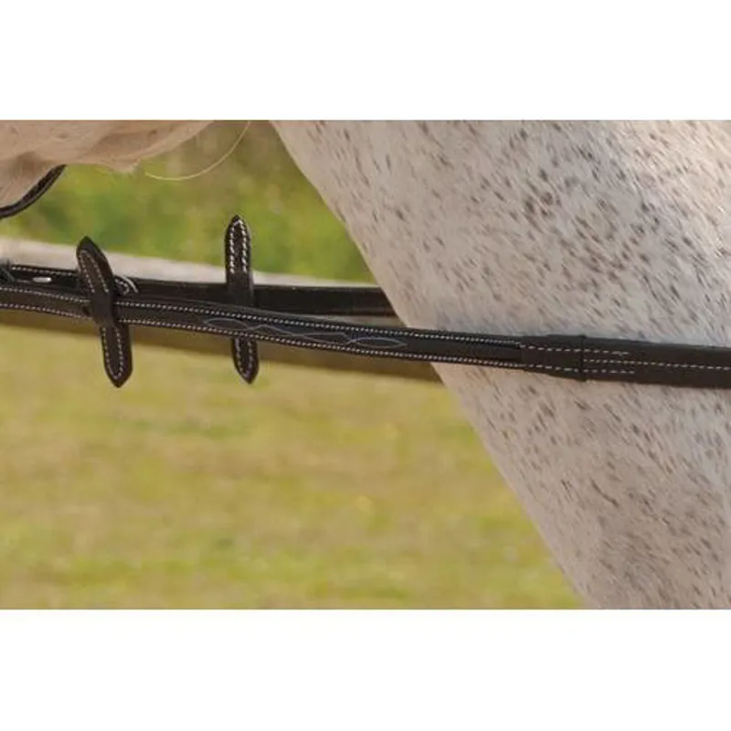 Rhinegold Elegance Range Smooth Finish Rubber Reins - Brown - Full-1