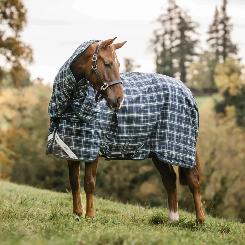 Rhino Plus Vari-Layer 450g Turnout Blanket - Hunter Check/Green/Navy-3