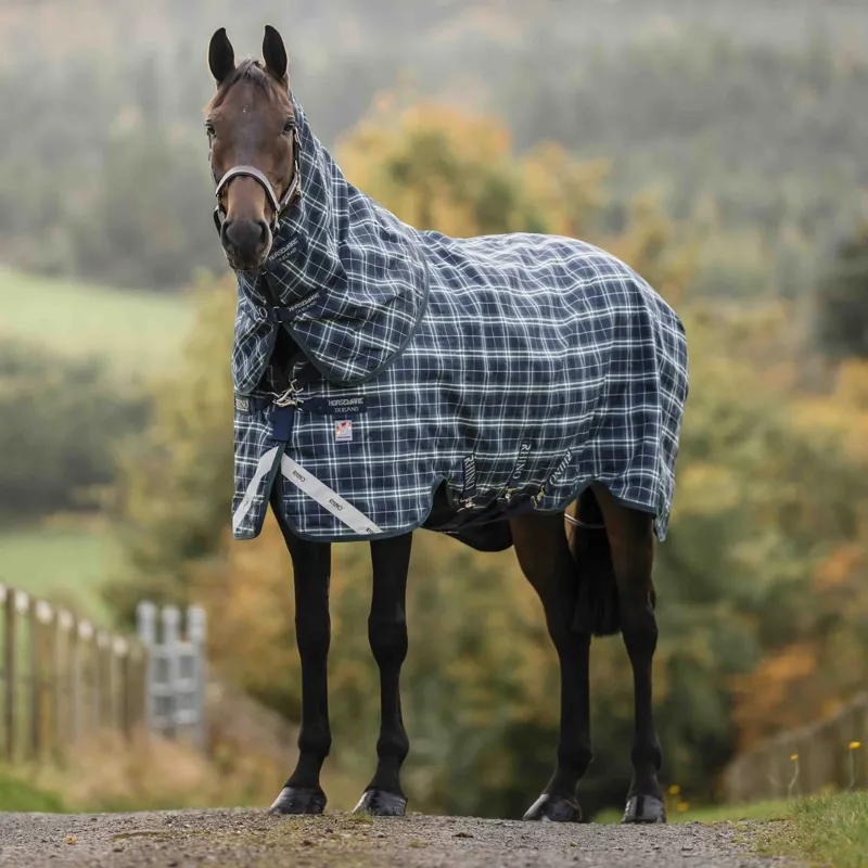 Rhino Plus Vari-Layer 450g Turnout Blanket - Hunter Check/Green/Navy-1