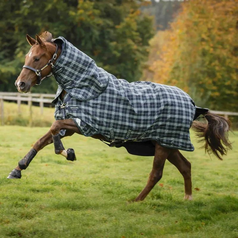 Rhino Plus Vari-Layer 450g Turnout Blanket - Hunter Check/Green/Navy-2