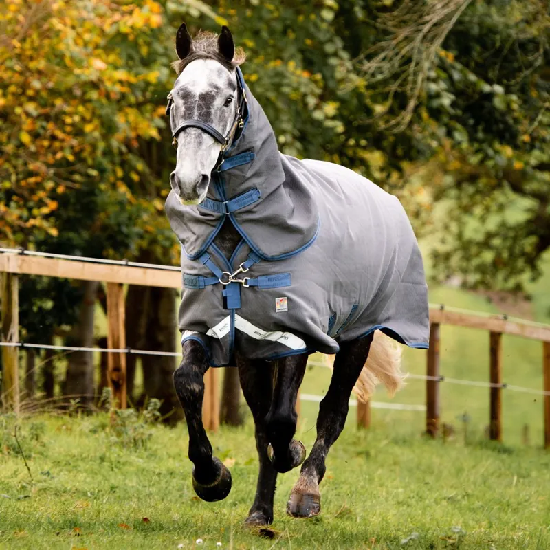 Rhino HexStop Plus 100g Vari-Layer Turnout Blanket - Grey/Indigo/Navy