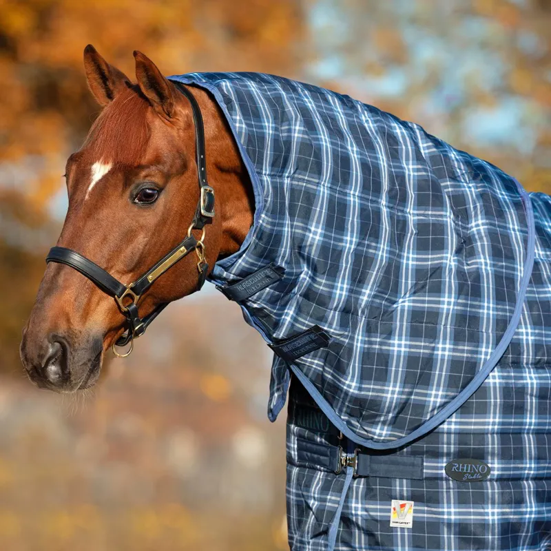 Rhino Original 150g Stable Neck Cover - Navy Check/Indigo