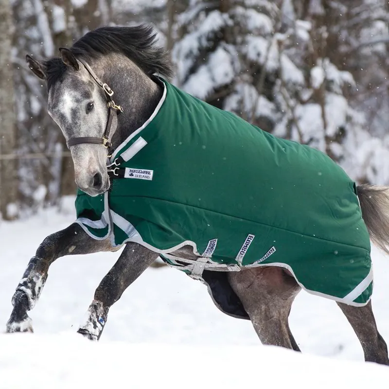 Rambo Original 400g Turnout Blanket with Leg Arches - Green/Silver-1