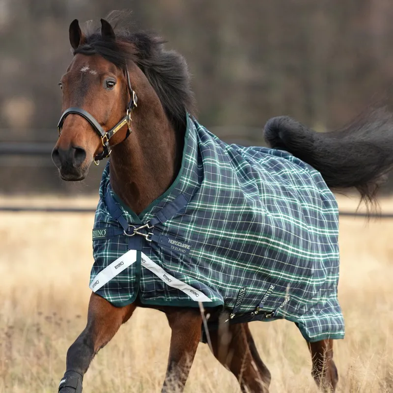 Rhino Wug Vari-Layer 100g Turnout Blanket - Hunter Check/Navy/Green-1