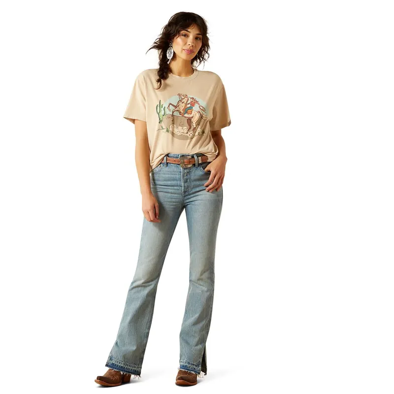 Ariat Ride On Womens Tee Oyster Grey Mineral Wash-4