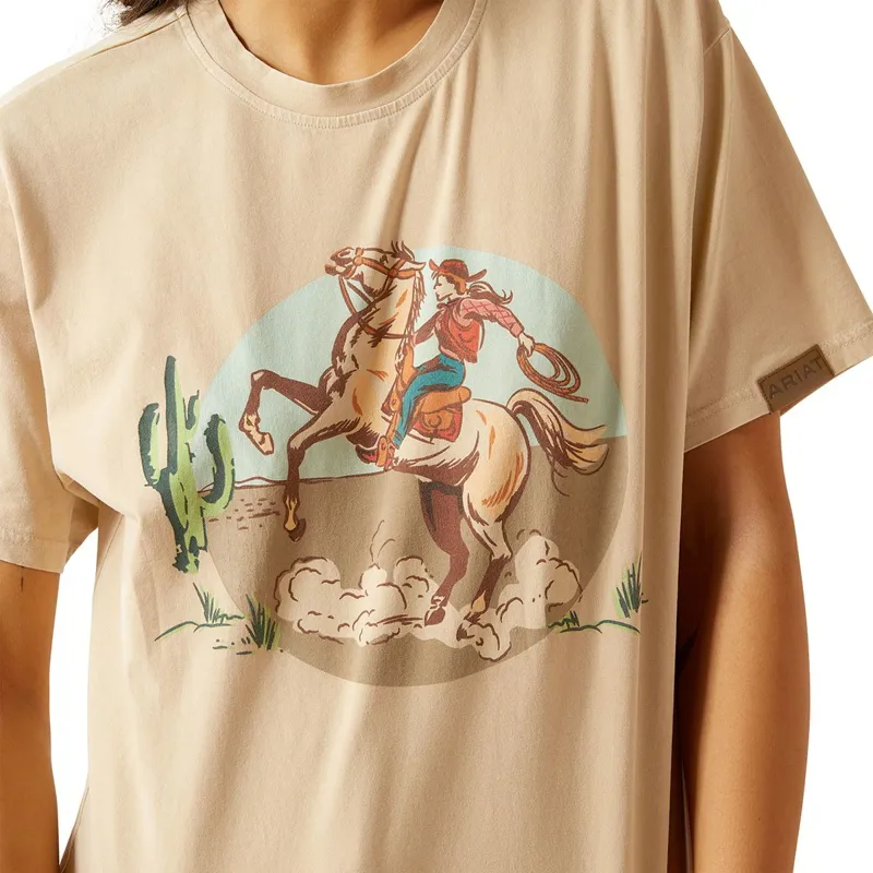 Ariat Ride On Womens Tee Oyster Grey Mineral Wash-3