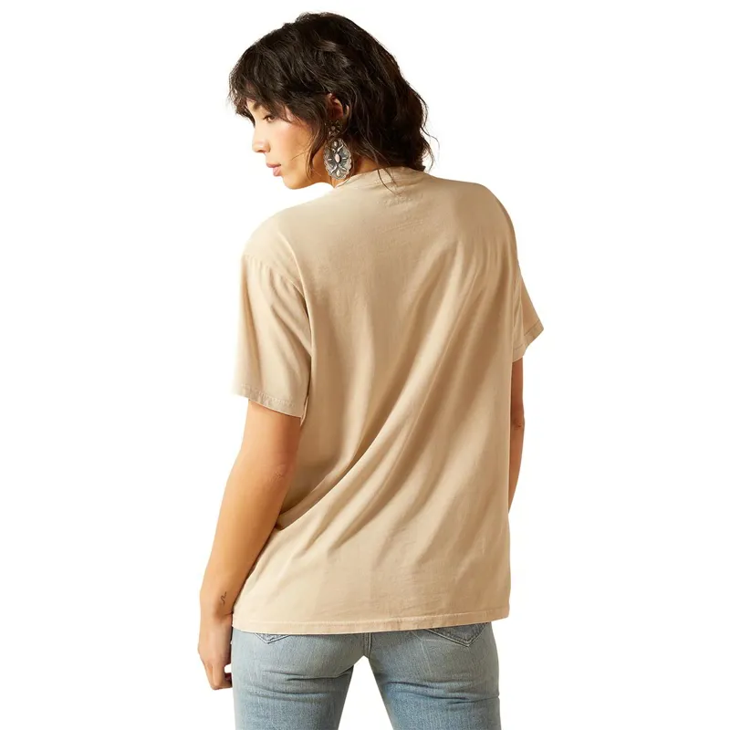 Ariat Ride On Womens Tee Oyster Grey Mineral Wash-2