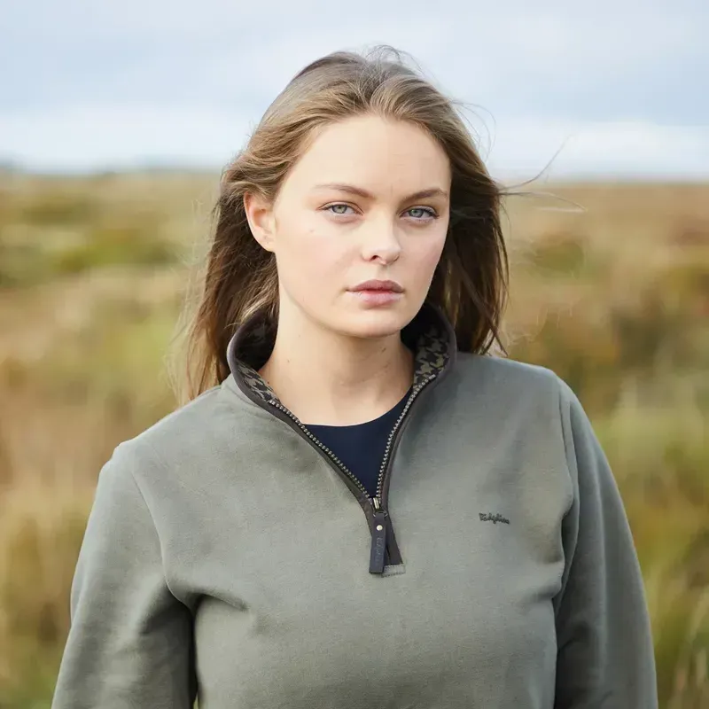 Ridgeline Brancaster Women's 1/4 Zip Top - Smokey Olive-1