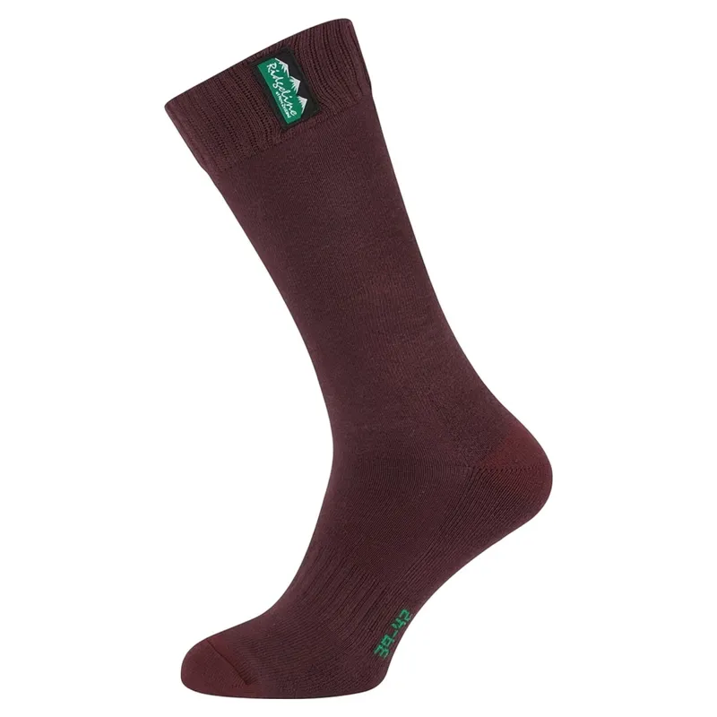 Ridgeline Cotton Work Mid Length Socks 3 Pack - Oxblood Multi-2