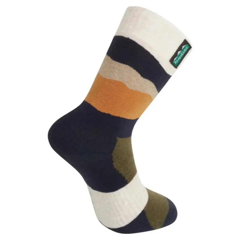 Ridgeline Unisex Merino Wool Mid Length Socks - Navy Stripe-1
