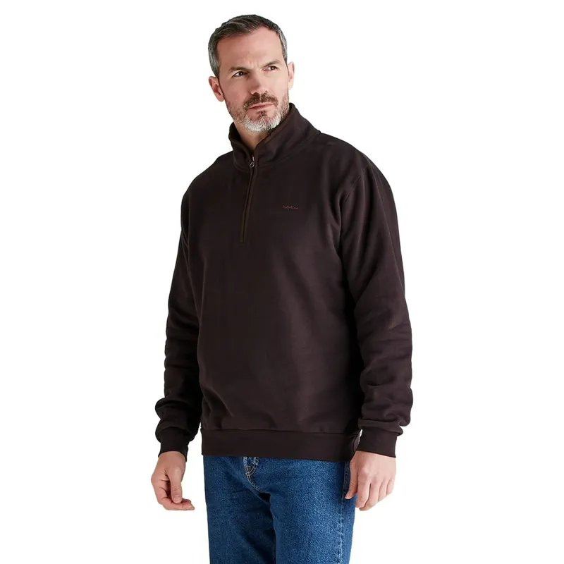 Ridgeline Brancaster Quarter Zip Men's Smock - Deep Bark-3