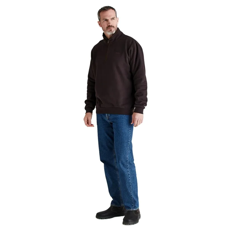 Ridgeline Brancaster Quarter Zip Men's Smock - Deep Bark-7