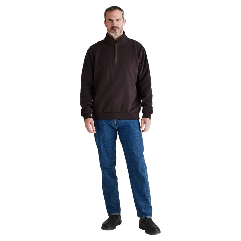 Ridgeline Brancaster Quarter Zip Men's Smock - Deep Bark-6