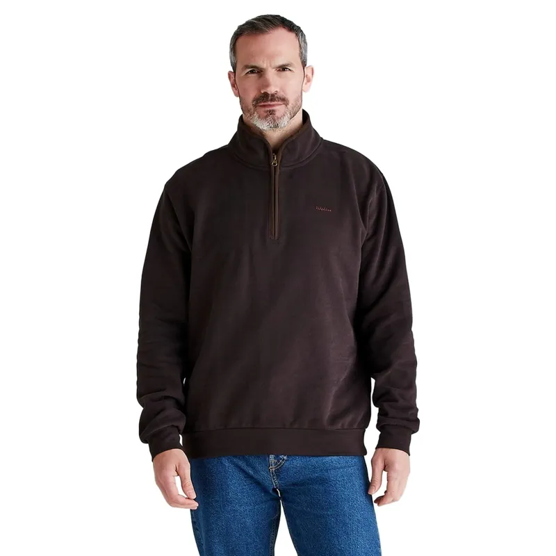 Ridgeline Brancaster Quarter Zip Men's Smock - Deep Bark