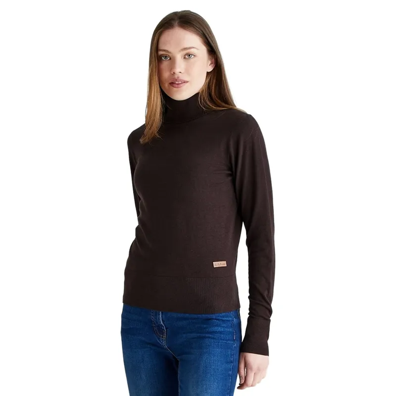 Ridgeline Melford Womens Roll Neck Knit Sweater - Deep Bark-2