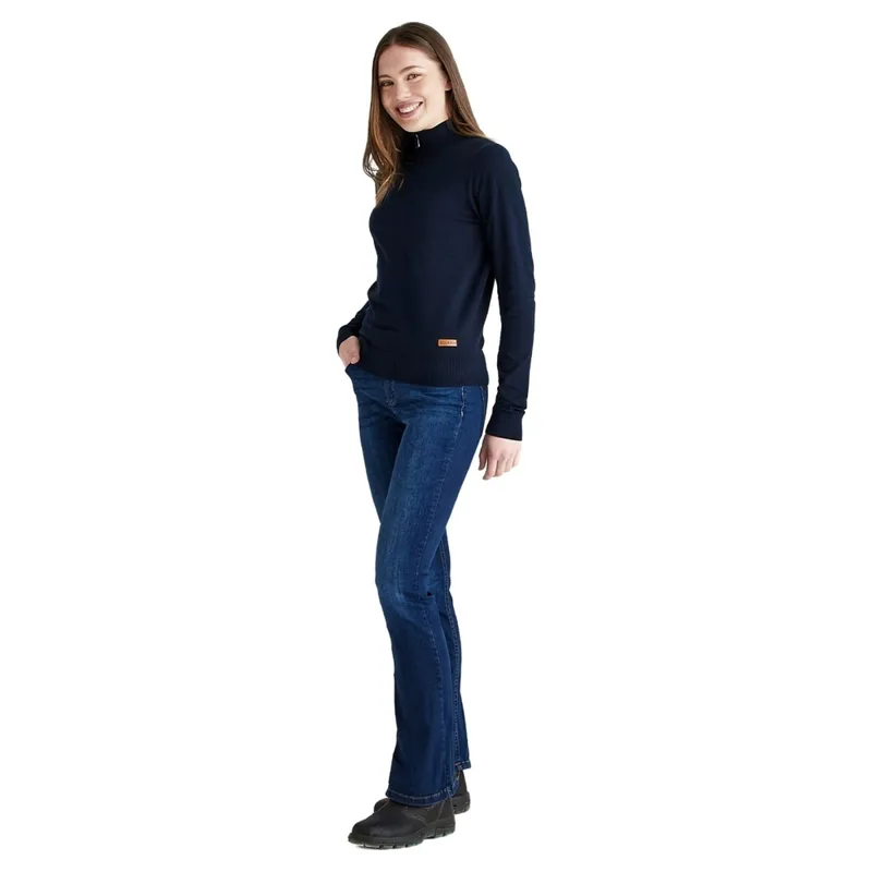 Ridgeline Melford Womens Quarter Zip Knit Sweater - Navy-5
