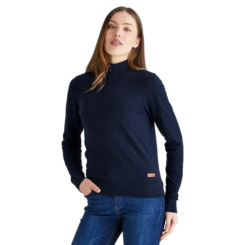 Ridgeline Melford Womens Quarter Zip Knit Sweater - Navy