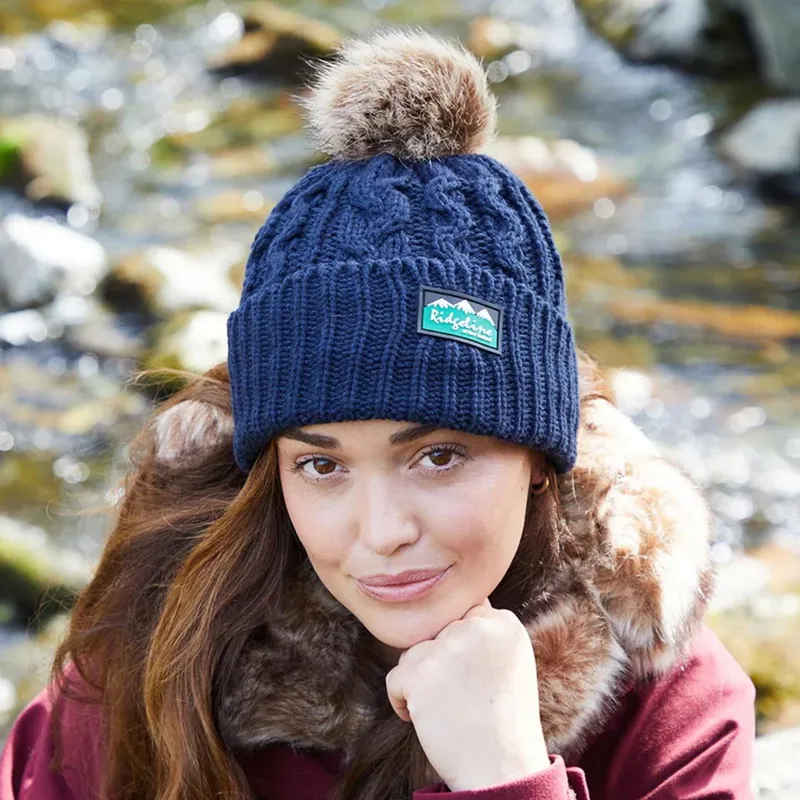 Ridgeline Nordic Fleck Unisex Pom-Pom Hat - Navy-3