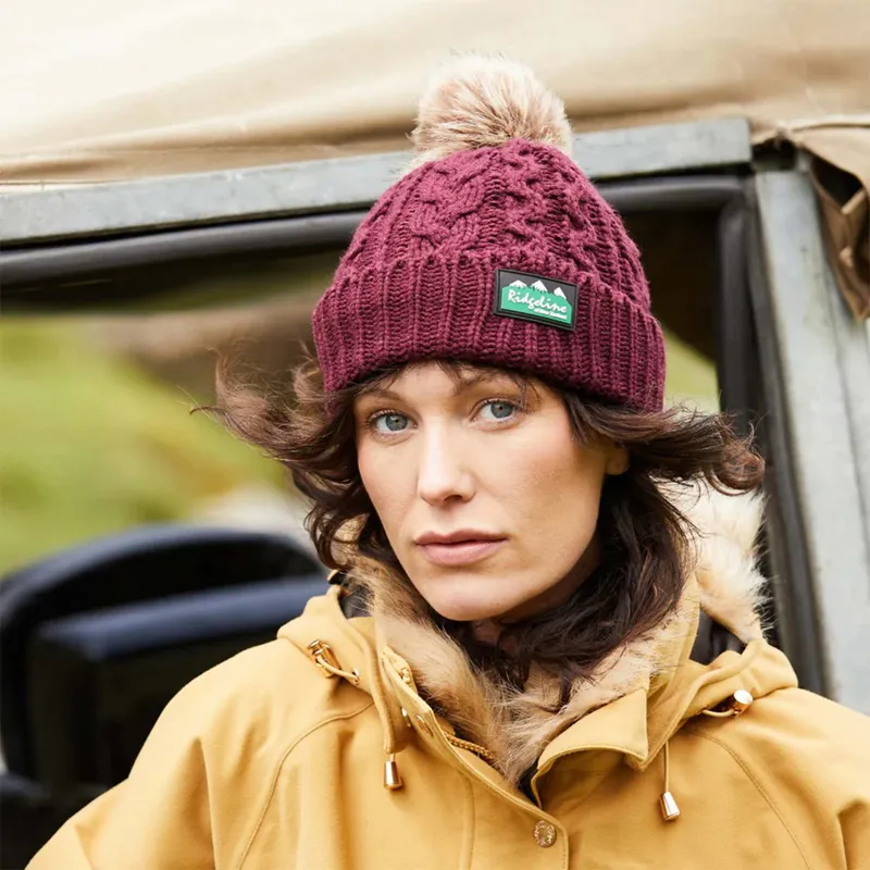 Ridgeline Nordic Fleck Unisex Bobble Hat Winter Berry-4