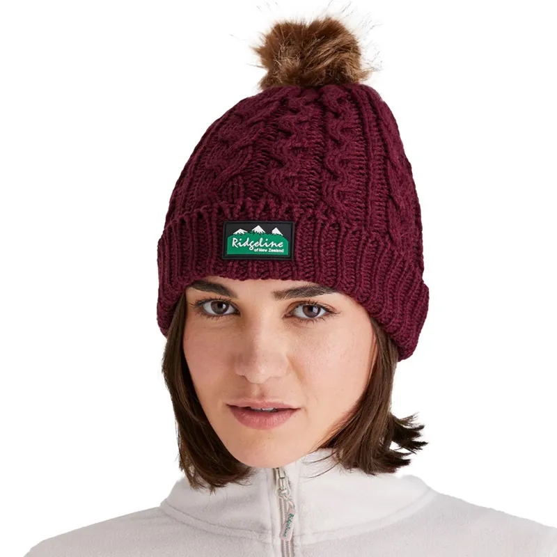 Ridgeline Nordic Fleck Unisex Bobble Hat Winter Berry-1