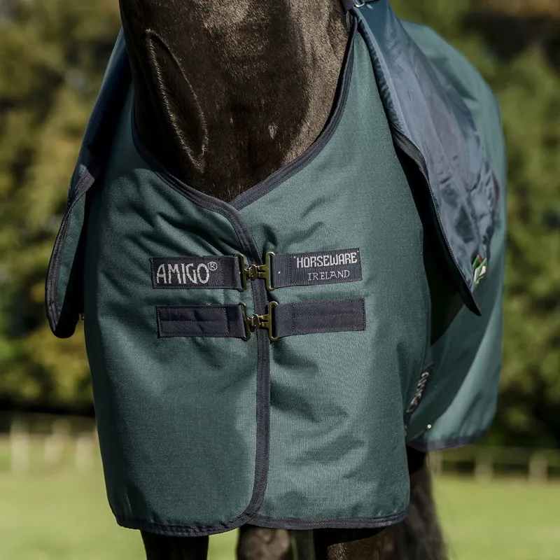 Amigo Ripstop 900D Plus 0g Turnout Blanket - Dynasty Green/Navy/Silver-2