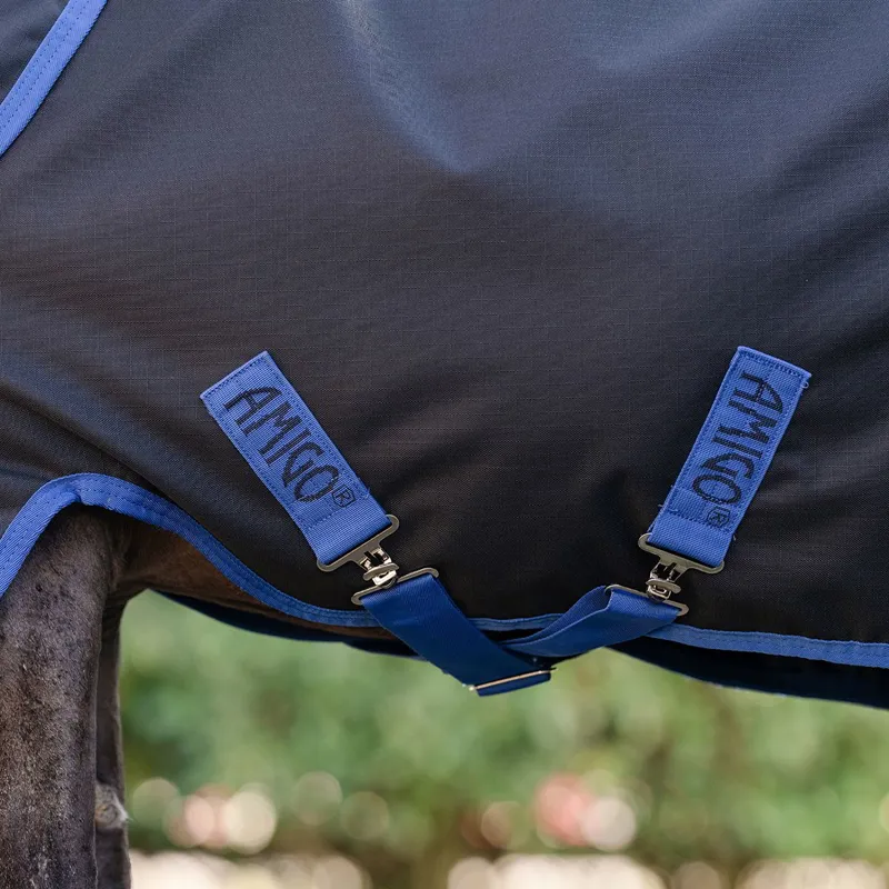 Amigo Ripstop 900D Petite Plus 0g Turnout Sheet - Black/Classic Blue-3