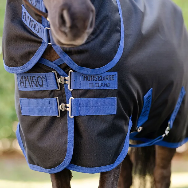 Amigo Ripstop 900D Petite Plus 0g Turnout Sheet - Black/Classic Blue-2