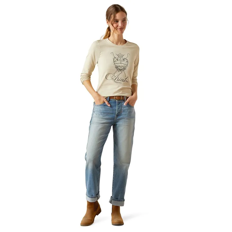 Ariat Ritzy Logo Long Sleeve Women's Tee - Pelican-3