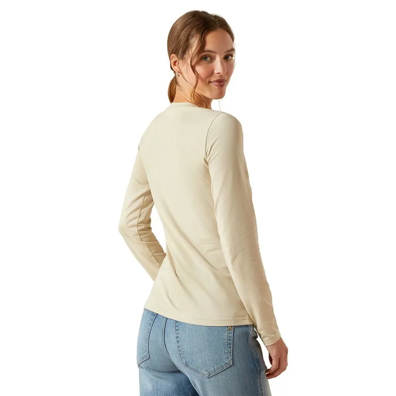 Ariat Ritzy Logo Long Sleeve Women's Tee - Pelican-1