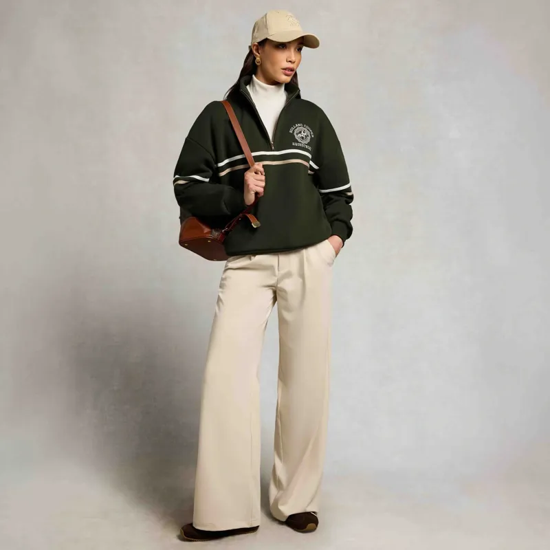 Holland Cooper Roan Women's Quarter Zip Sweatshirt - Spruce Green-3