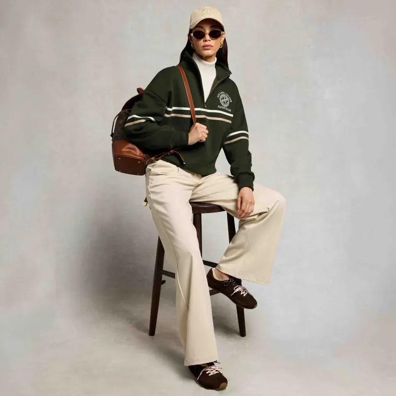 Holland Cooper Roan Women's Quarter Zip Sweatshirt - Spruce Green-4